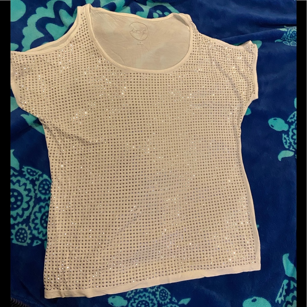 I.N.C. Cold Shoulder glitzy top - Lg/XL